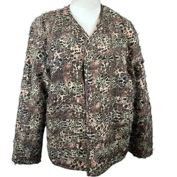 NWT Chico’s silk animal print open front jacket size 2/large-12 - Picture 2 of 10